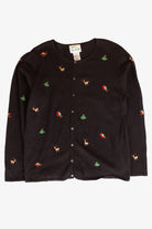 Vintage Black Reindeer Christmas Cardigan (1990s)