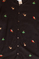 Vintage Black Reindeer Christmas Cardigan (1990s)