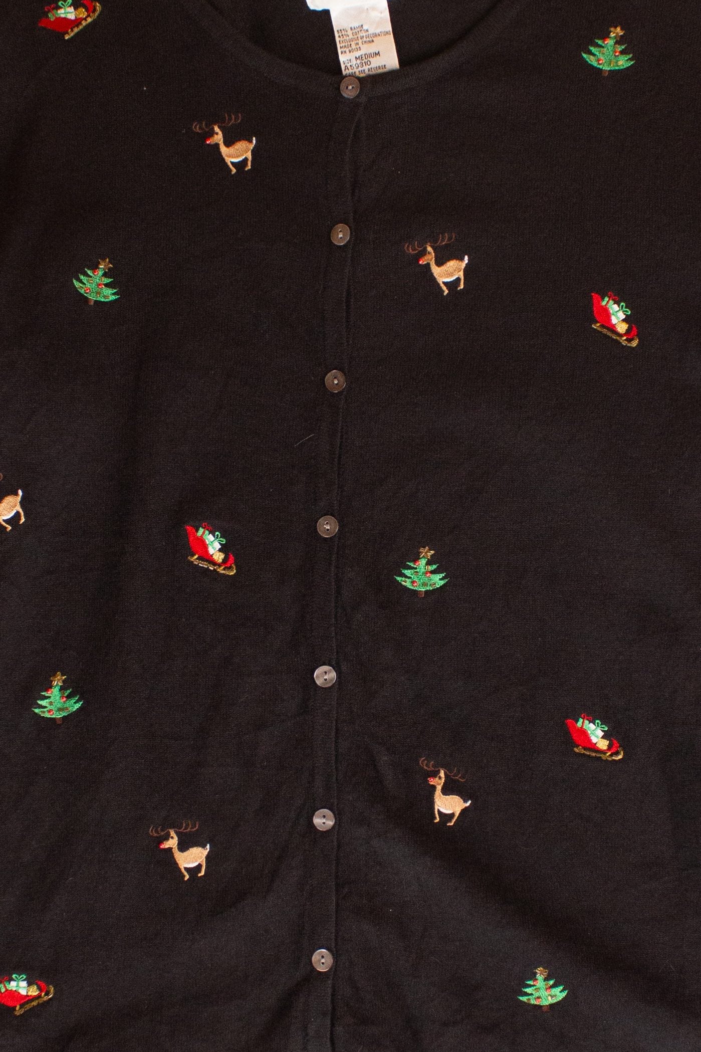 Vintage Black Reindeer Christmas Cardigan (1990s)