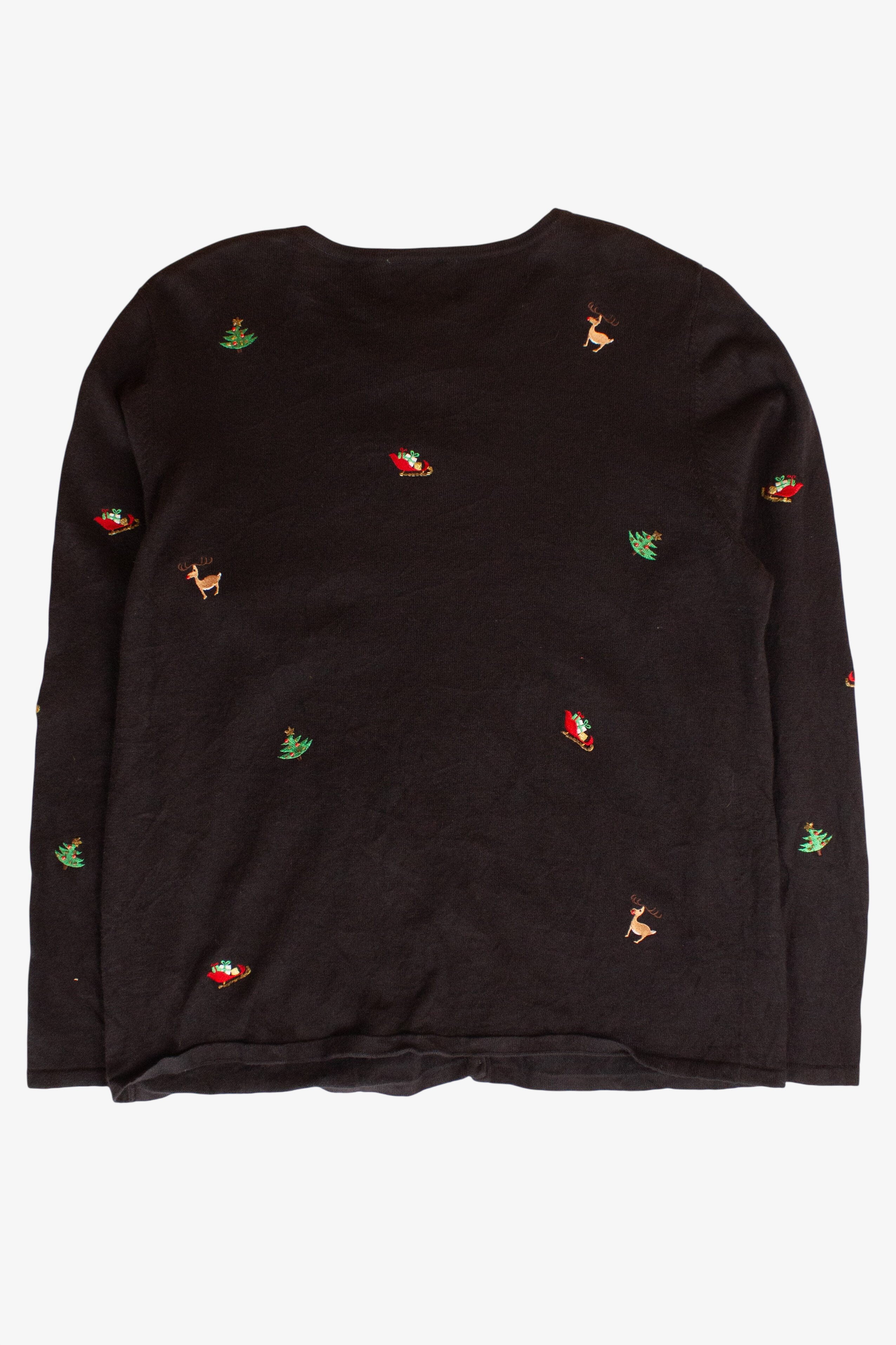 Vintage Black Reindeer Christmas Cardigan (1990s)