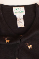 Vintage Black Reindeer Christmas Cardigan (1990s)