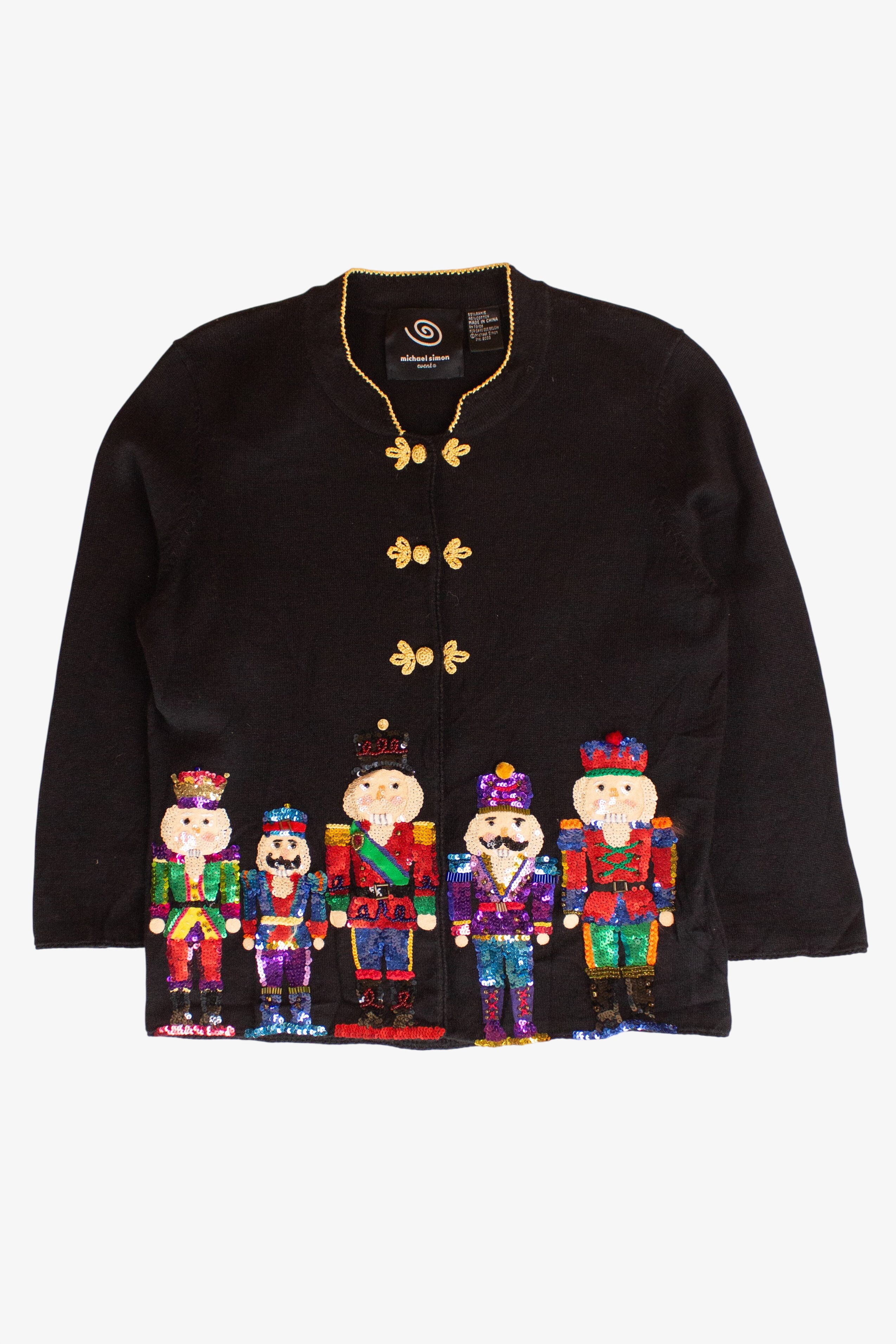 Vintage Black Nutcrackers Christmas Cardigan (2000s)
