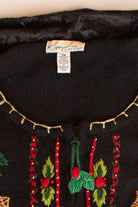 Vintage Wreaths Christmas Cardigan With Scarf (1990s)