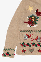 Vintage Beige Tiara International Santa Ugly Christmas Cardigan (2000s)