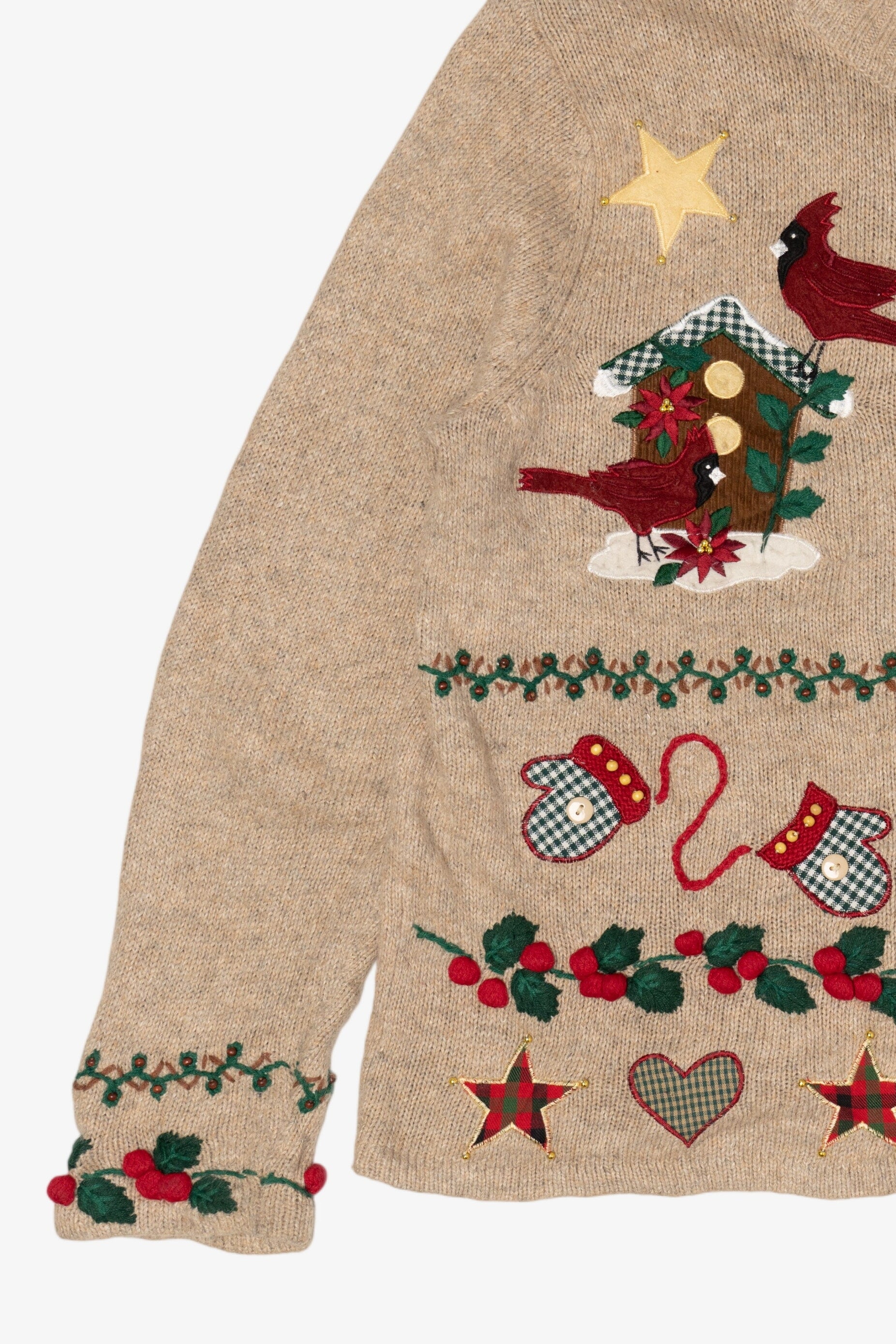 Vintage Beige Tiara International Santa Ugly Christmas Cardigan (2000s)