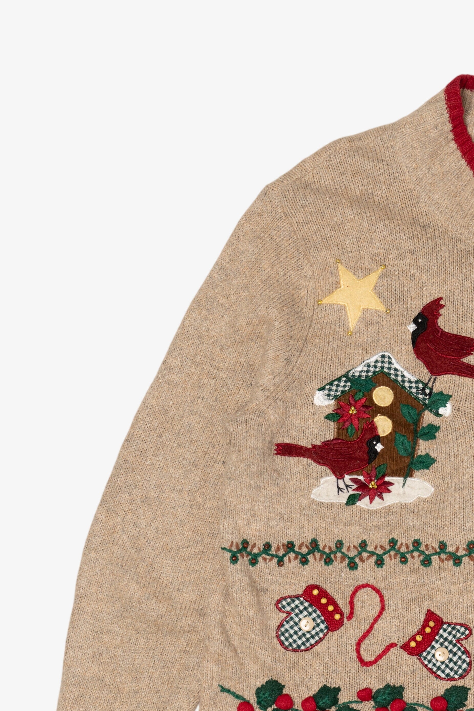 Vintage Beige Tiara International Santa Ugly Christmas Cardigan (2000s)