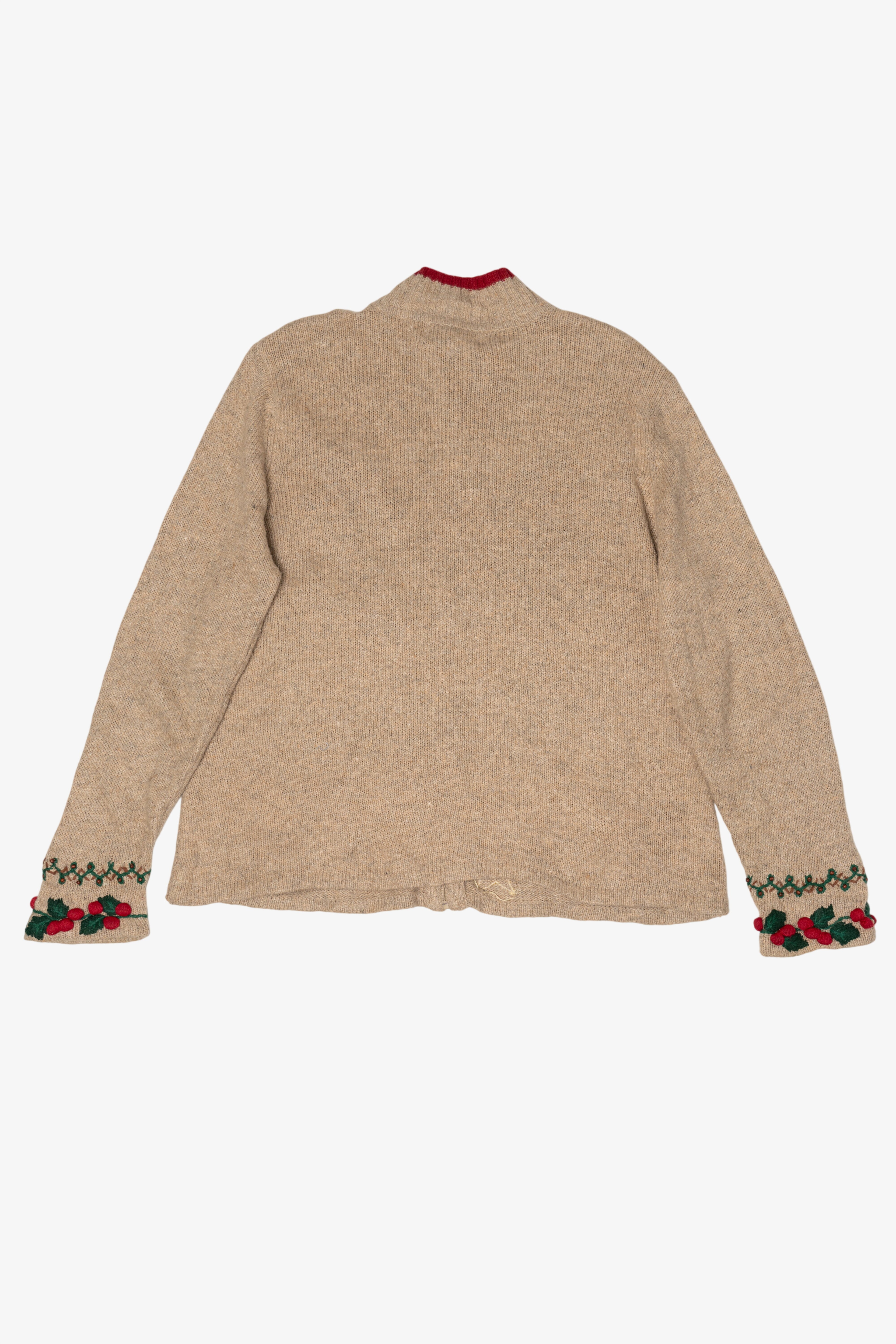 Vintage Beige Tiara International Santa Ugly Christmas Cardigan (2000s)
