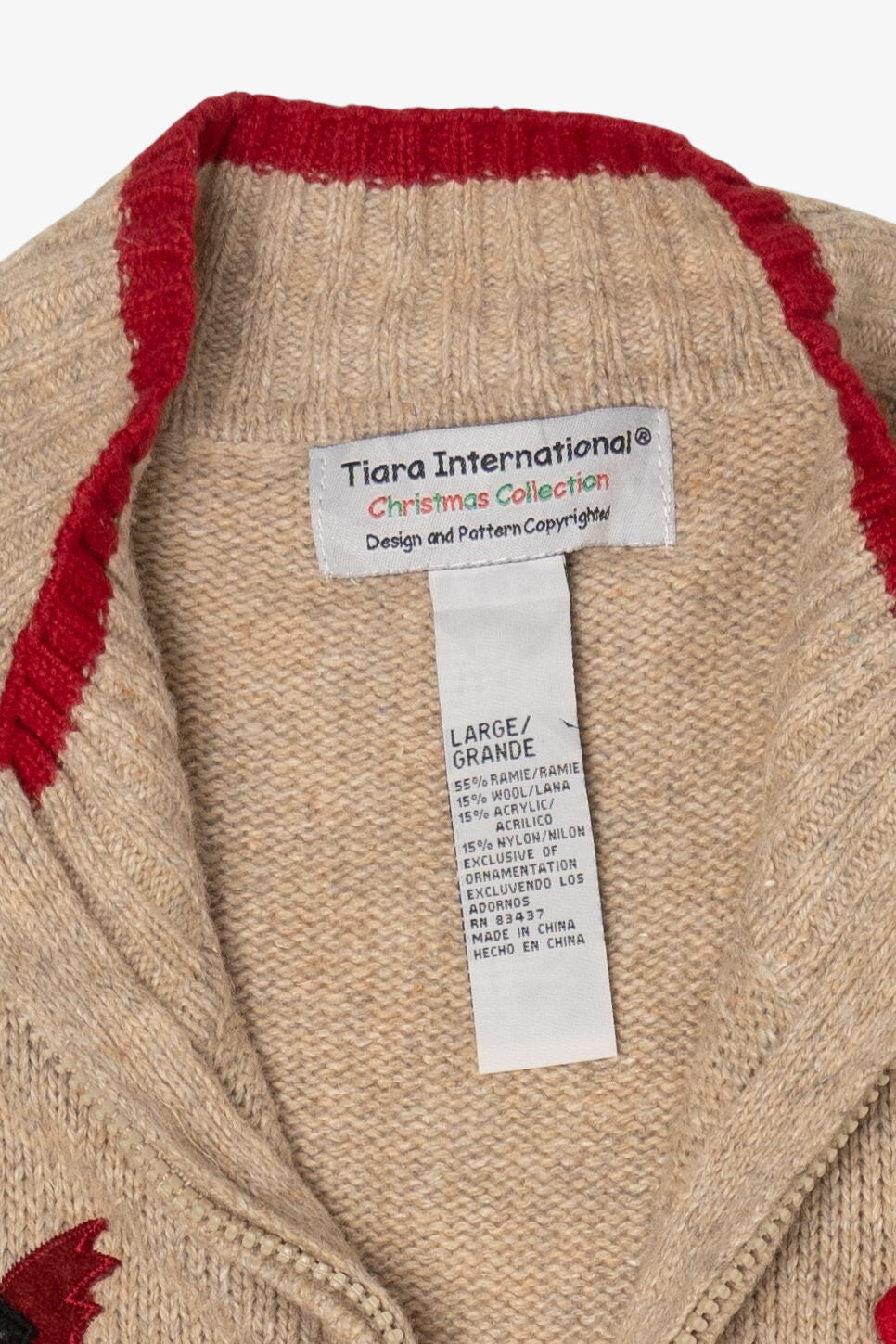 Vintage Beige Tiara International Santa Ugly Christmas Cardigan (2000s)