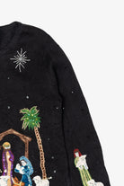 Vintage Black Tiara International Nativity Scene Ugly Christmas Cardigan (2000s)