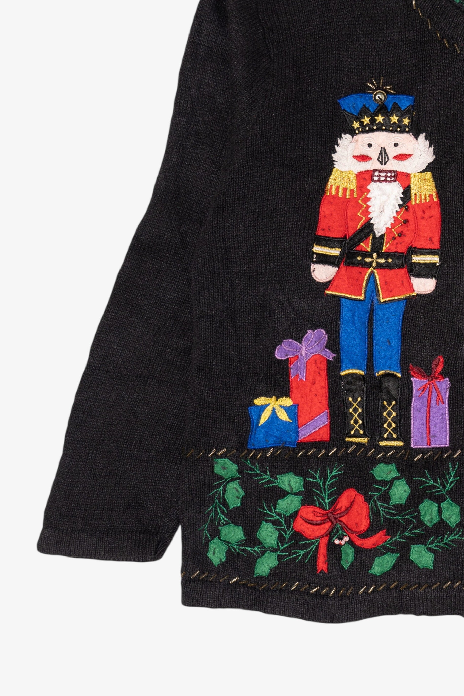 Vintage Black Bobbie Brooks Nutcrackers Ugly Christmas Cardigan (1990s)