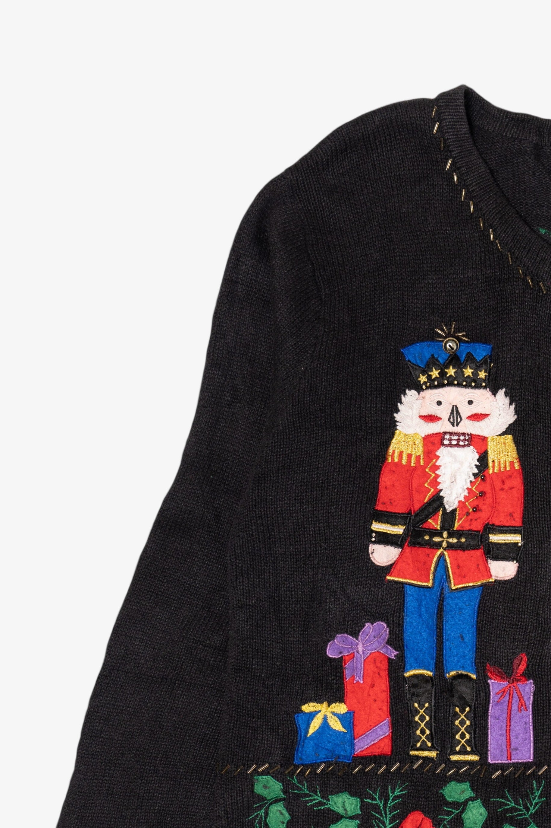 Vintage Black Bobbie Brooks Nutcrackers Ugly Christmas Cardigan (1990s)