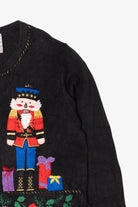 Vintage Black Bobbie Brooks Nutcrackers Ugly Christmas Cardigan (1990s)