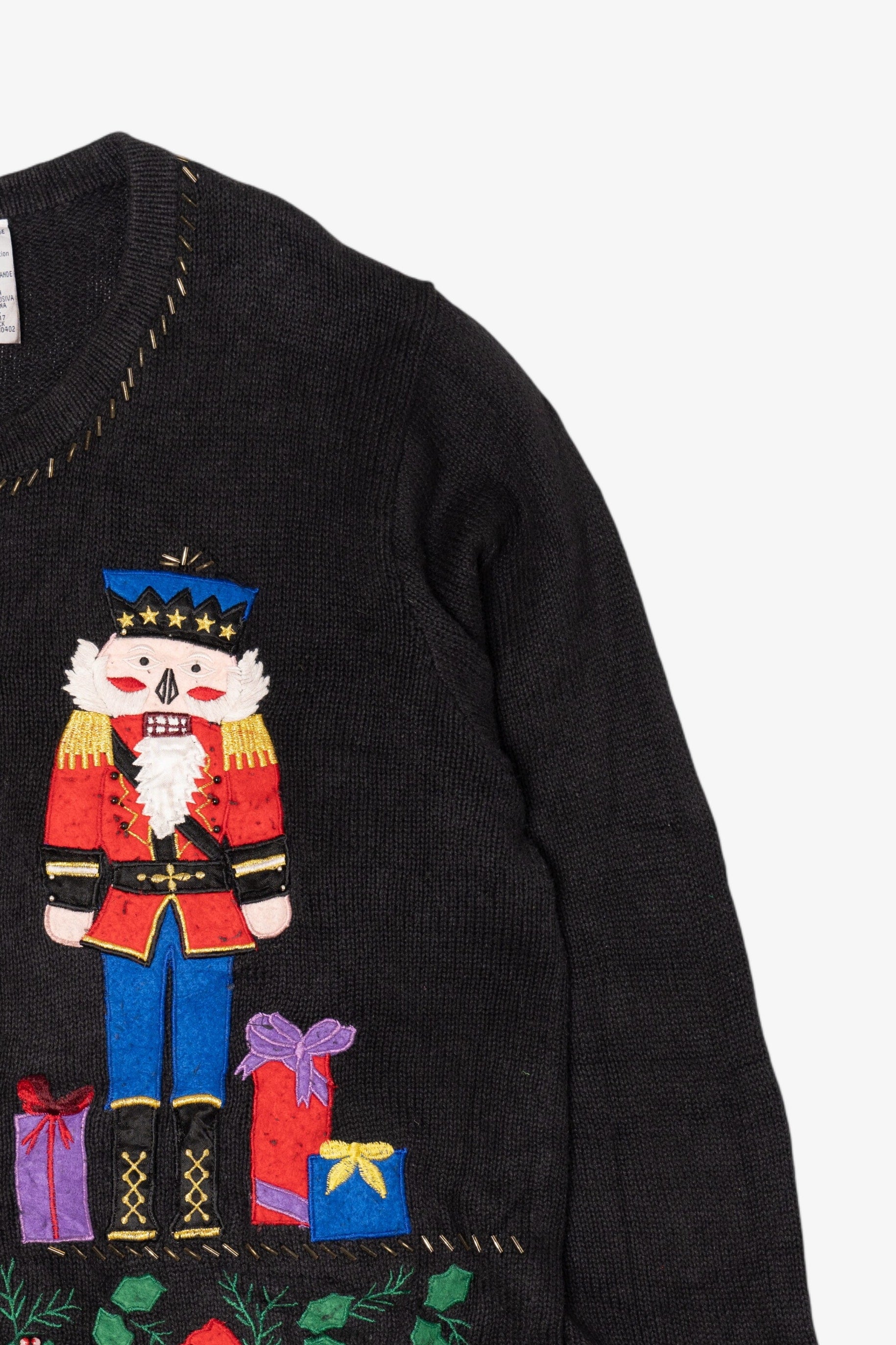 Vintage Black Bobbie Brooks Nutcrackers Ugly Christmas Cardigan (1990s)