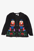 Vintage Black Bobbie Brooks Nutcrackers Ugly Christmas Cardigan (1990s)