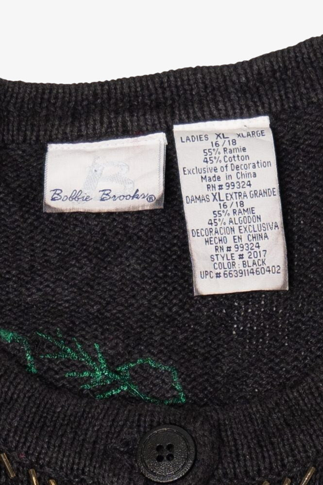 Vintage Black Bobbie Brooks Nutcrackers Ugly Christmas Cardigan (1990s)