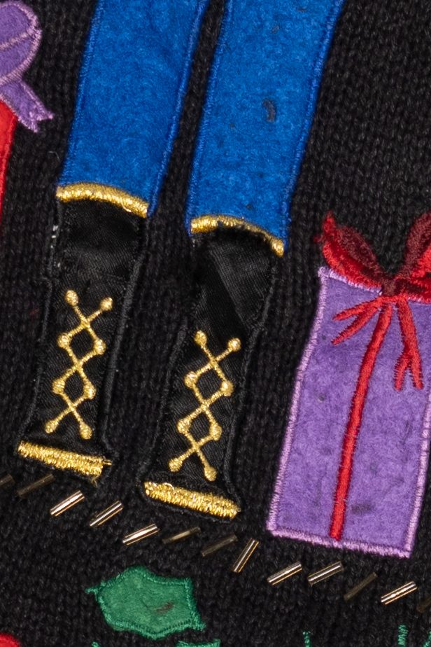 Vintage Black Bobbie Brooks Nutcrackers Ugly Christmas Cardigan (1990s)