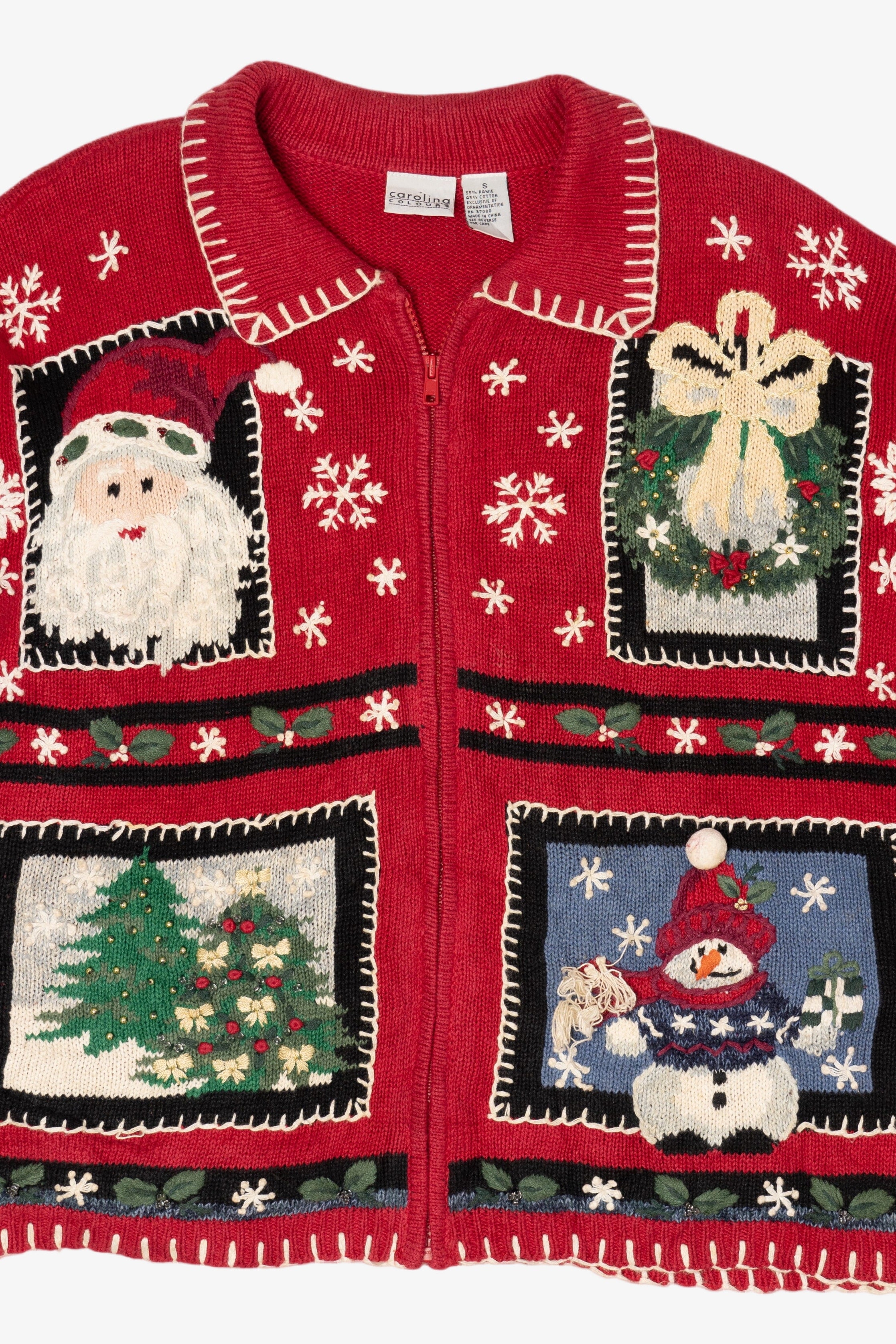 Vintage Red Carolina Colours Ugly Christmas Cardigan (1990s)