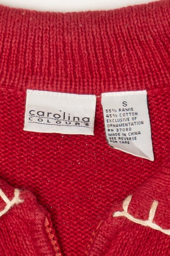Vintage Red Carolina Colours Ugly Christmas Cardigan (1990s)