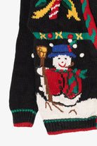 Vintage Black Rosanna Snowman Ugly Christmas Cardigan (1990s)