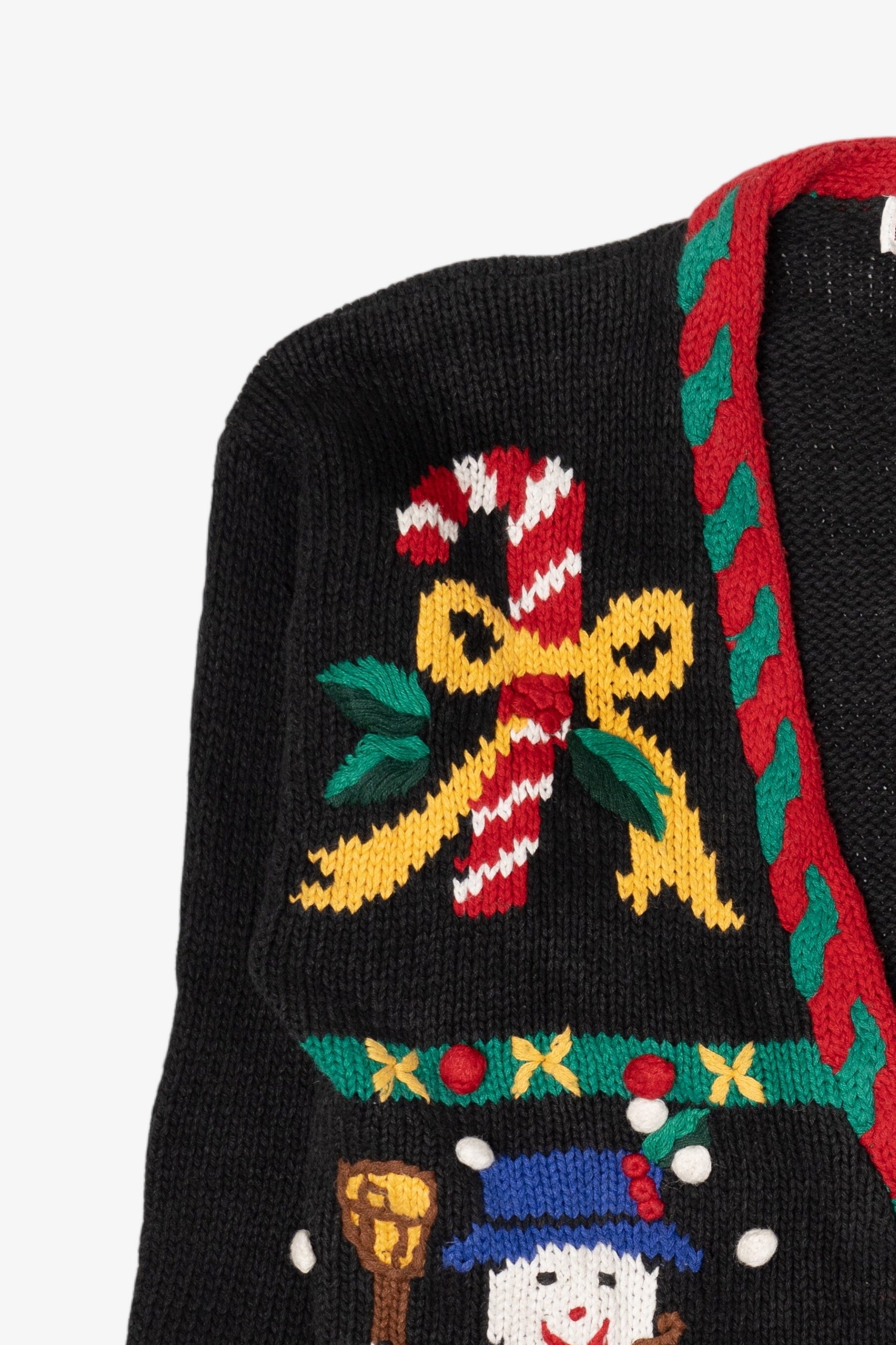 Vintage Black Rosanna Snowman Ugly Christmas Cardigan (1990s)