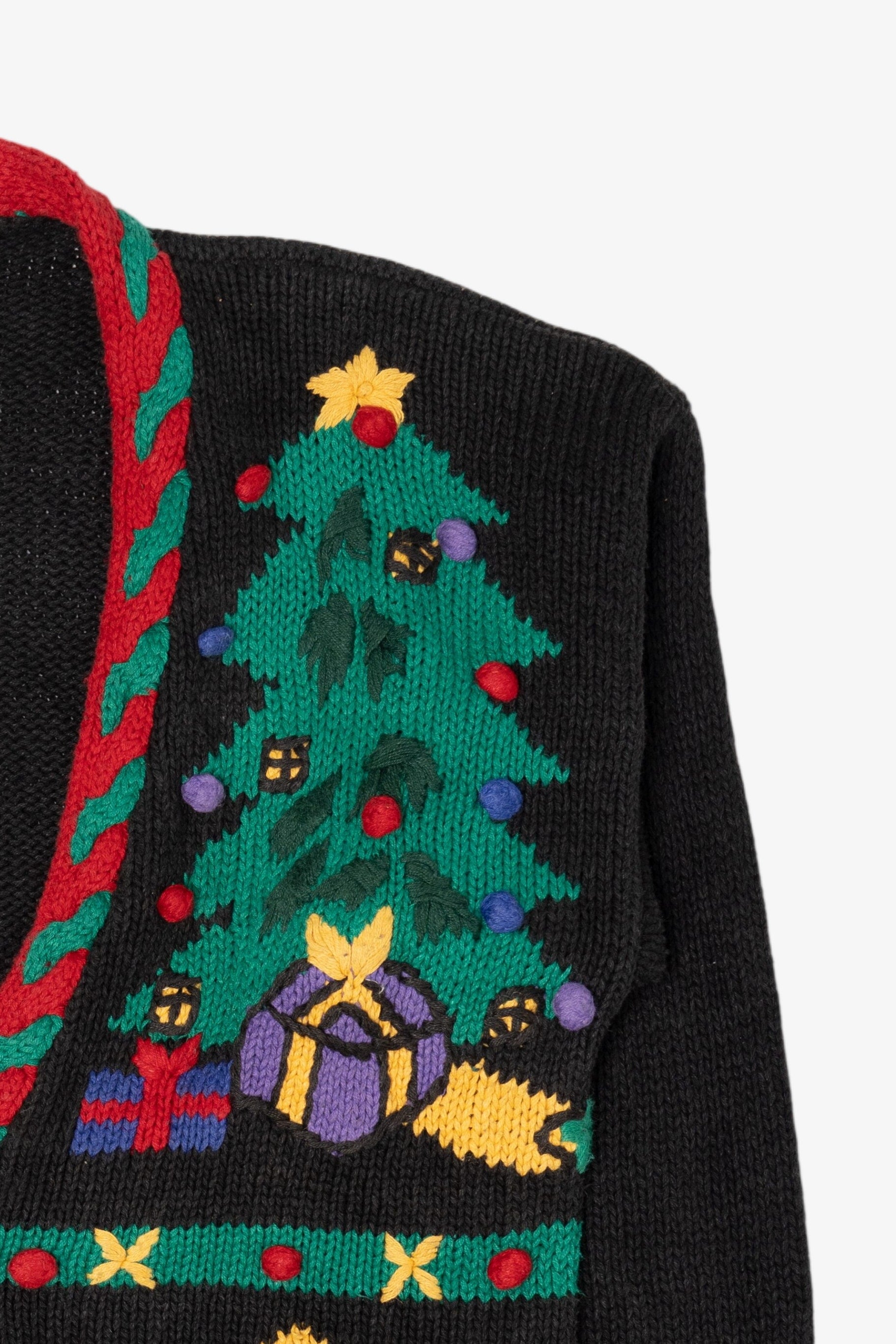 Vintage Black Rosanna Snowman Ugly Christmas Cardigan (1990s)