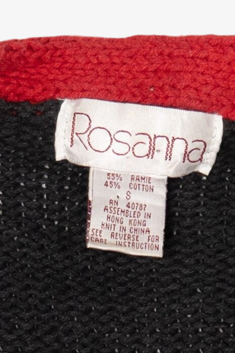 Vintage Black Rosanna Snowman Ugly Christmas Cardigan (1990s)