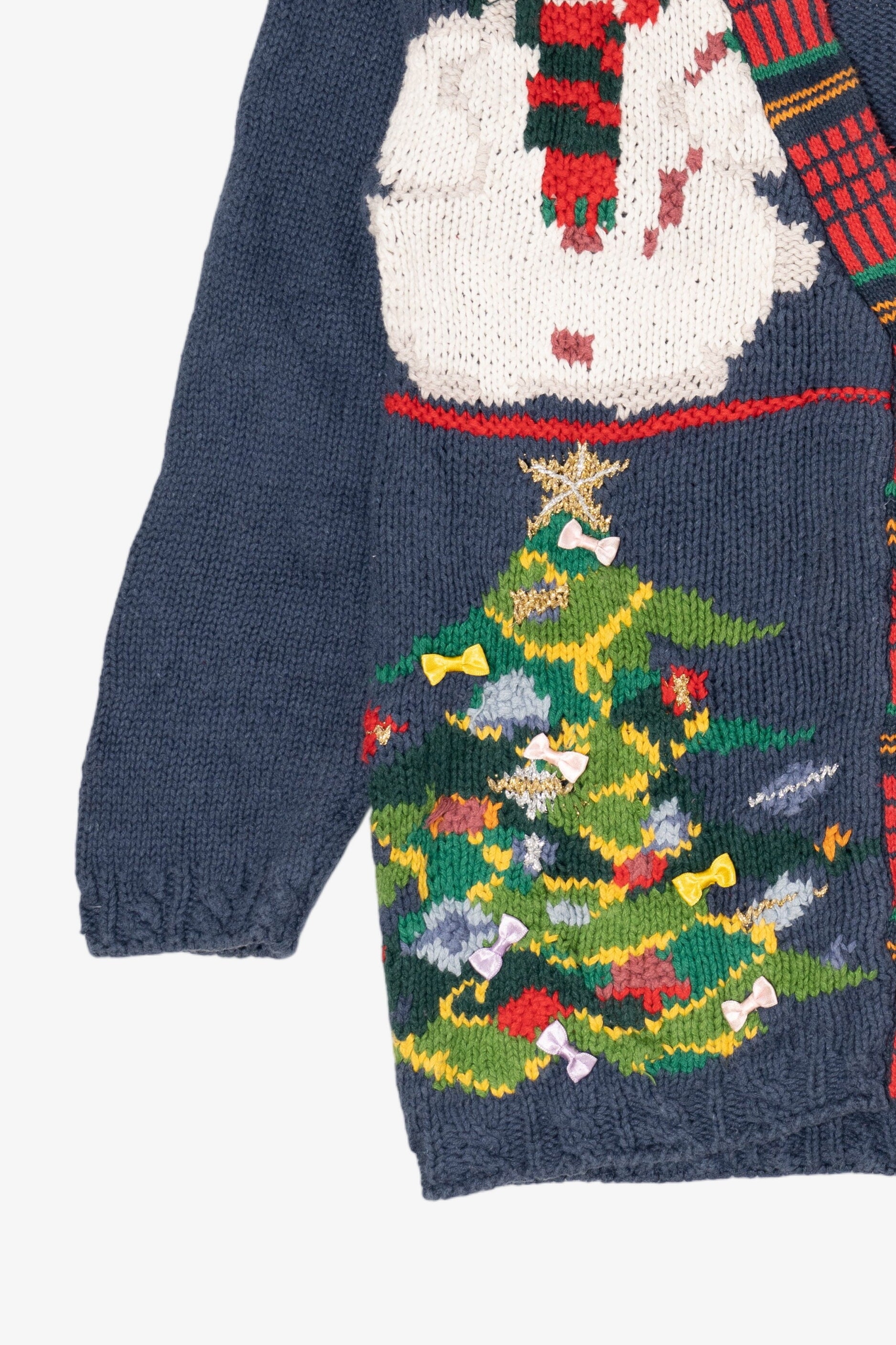 Vintage Blue Crystal Kobe Ugly Christmas Cardigan (1990s)