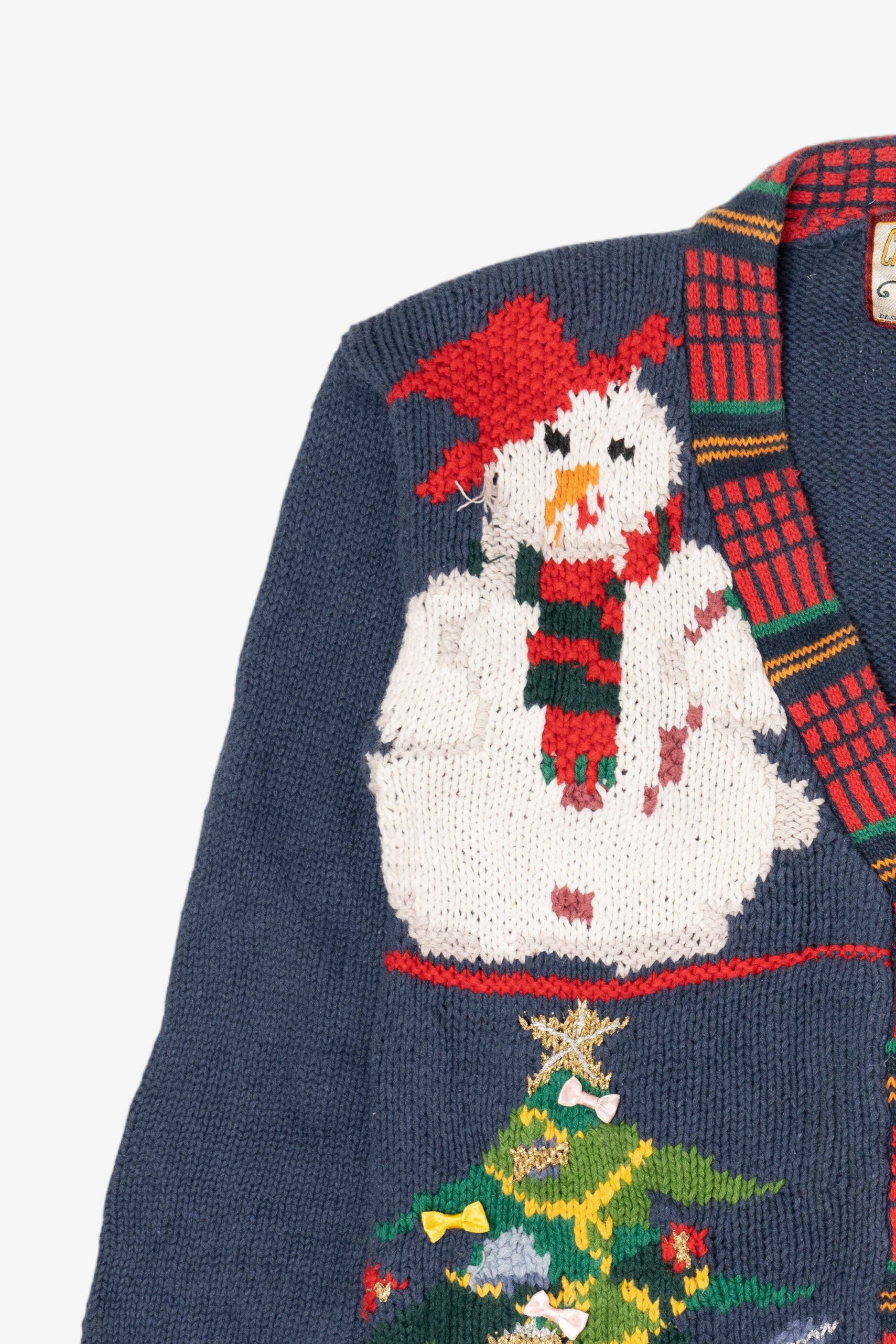 Vintage Blue Crystal Kobe Ugly Christmas Cardigan (1990s)