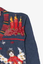 Vintage Blue Crystal Kobe Ugly Christmas Cardigan (1990s)