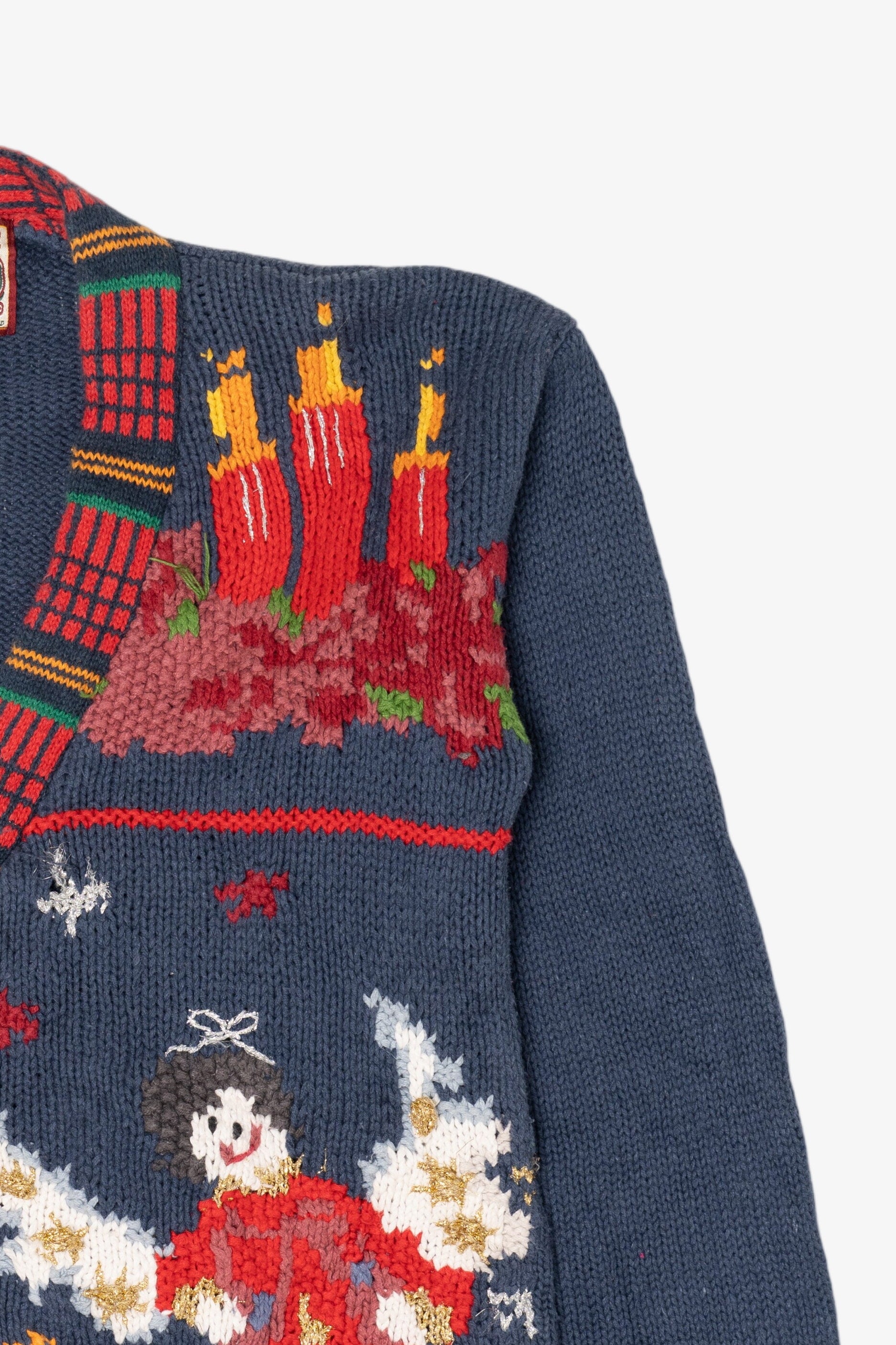 Vintage Blue Crystal Kobe Ugly Christmas Cardigan (1990s)