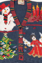 Vintage Blue Crystal Kobe Ugly Christmas Cardigan (1990s)