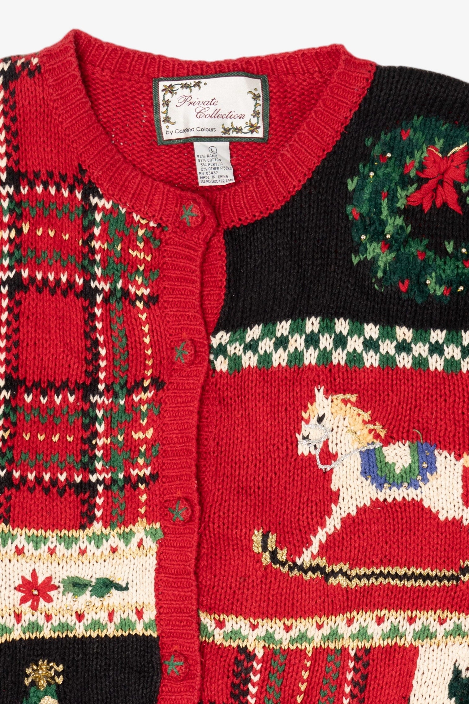 Vintage Red Carolina Colours Ugly Christmas Cardigan (1990s)