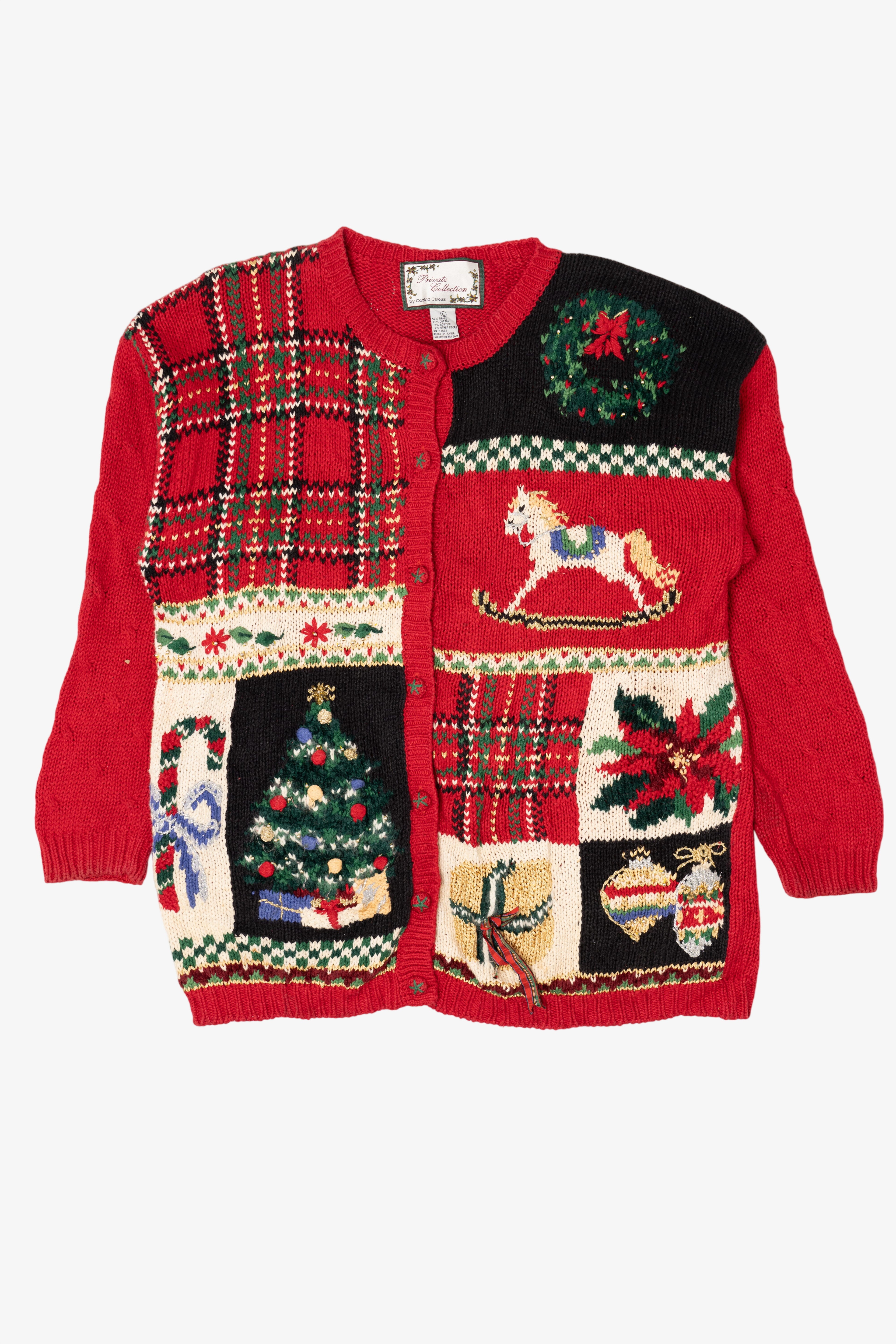 Vintage Red Carolina Colours Ugly Christmas Cardigan (1990s)