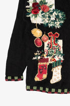 Vintage Black Tiara International Santa Ugly Christmas Cardigan (2000s)