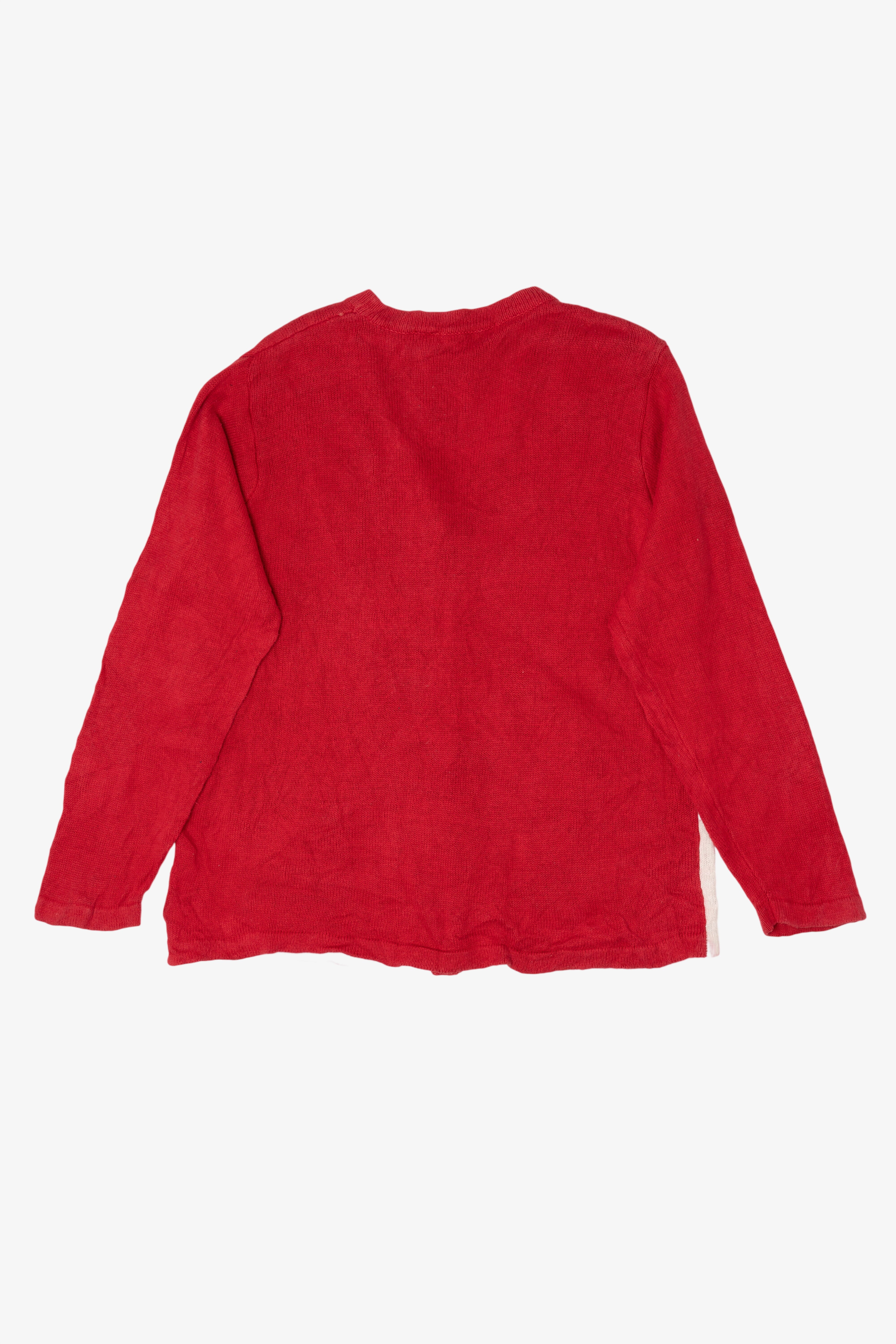 Vintage Red Victoria Jones Winter Town Ugly Christmas Cardigan (1990s)