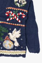 Vintage Blue Tiara International "Peace" Ugly Christmas Cardigan (1990s)