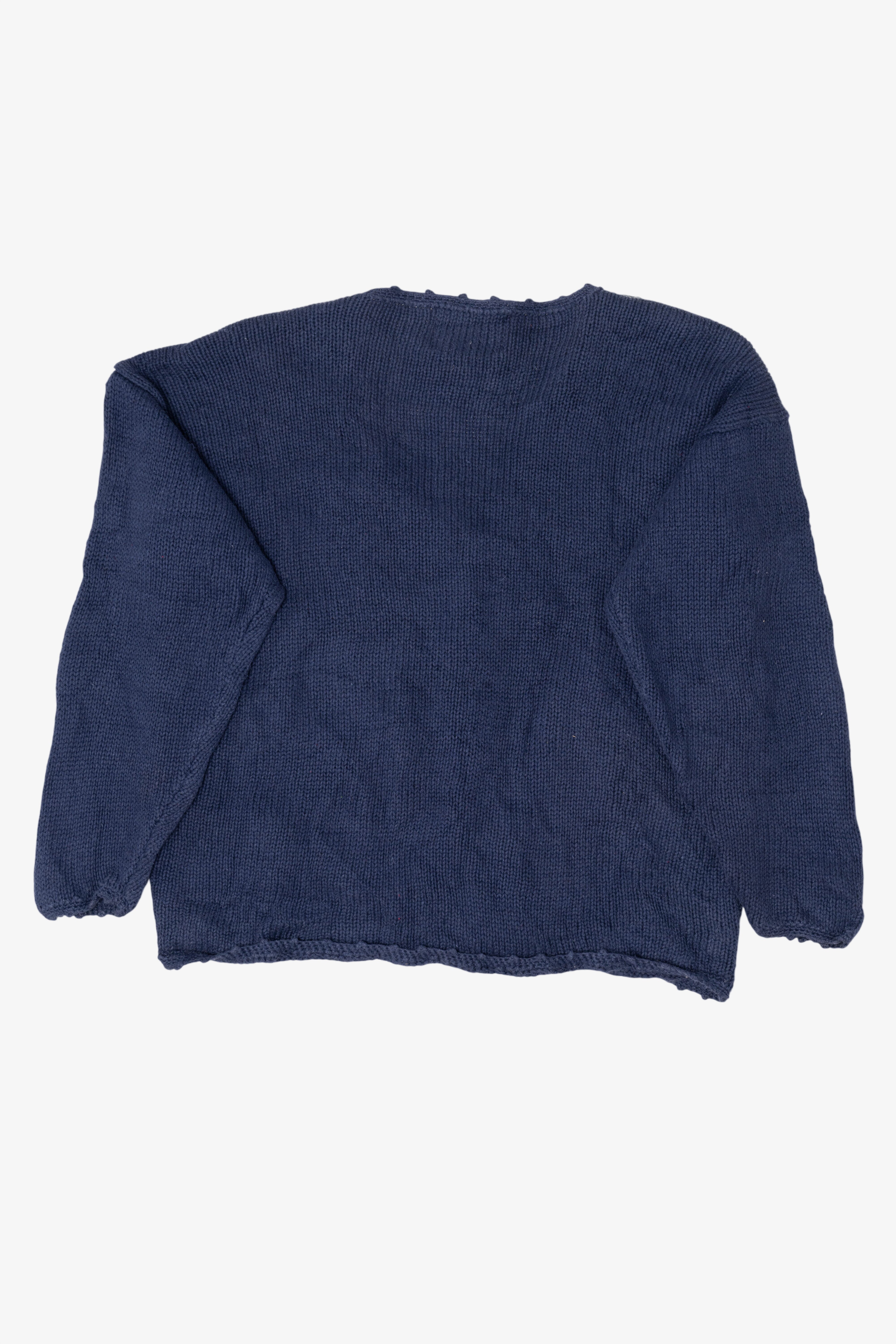 Vintage Blue Tiara International "Peace" Ugly Christmas Cardigan (1990s)