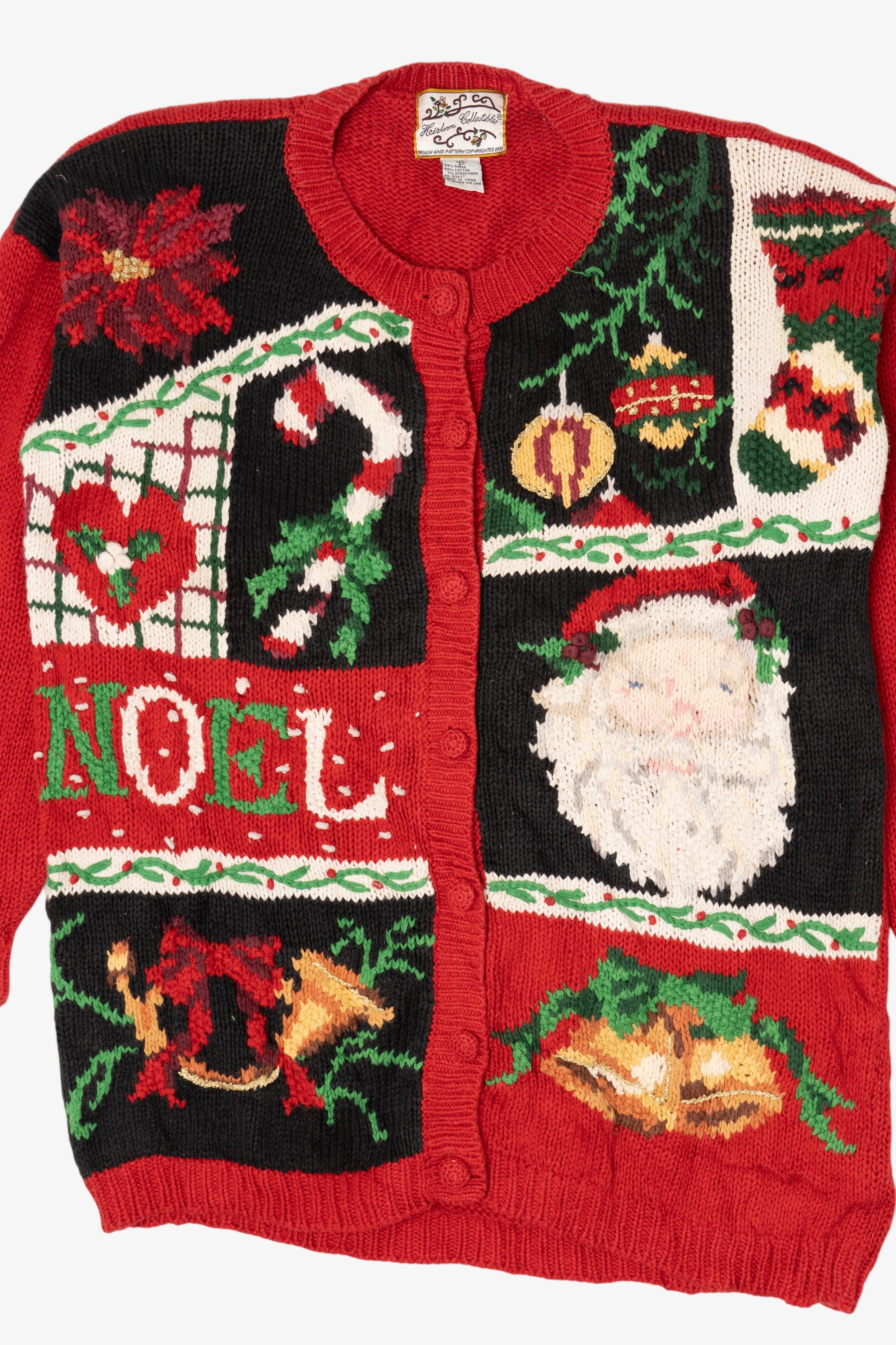 Vintage Red Heirloom Collectible Santa Ugly Christmas Cardigan (1990s)