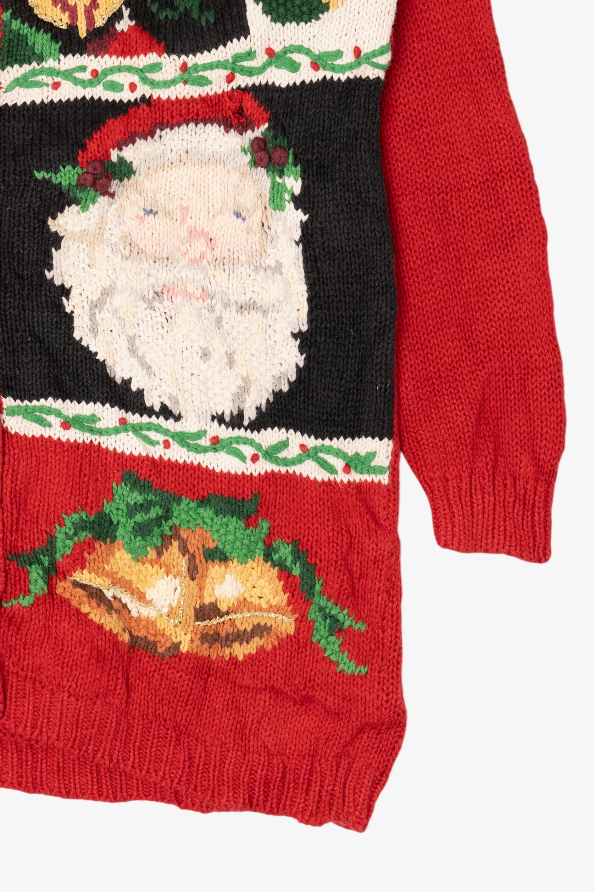 Vintage Red Heirloom Collectible Santa Ugly Christmas Cardigan (1990s)