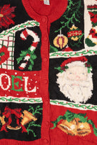 Vintage Red Heirloom Collectible Santa Ugly Christmas Cardigan (1990s)