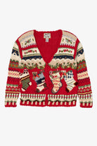 Vintage Red Heirloom Collectible Stockings Christmas Cardigan (1990s)