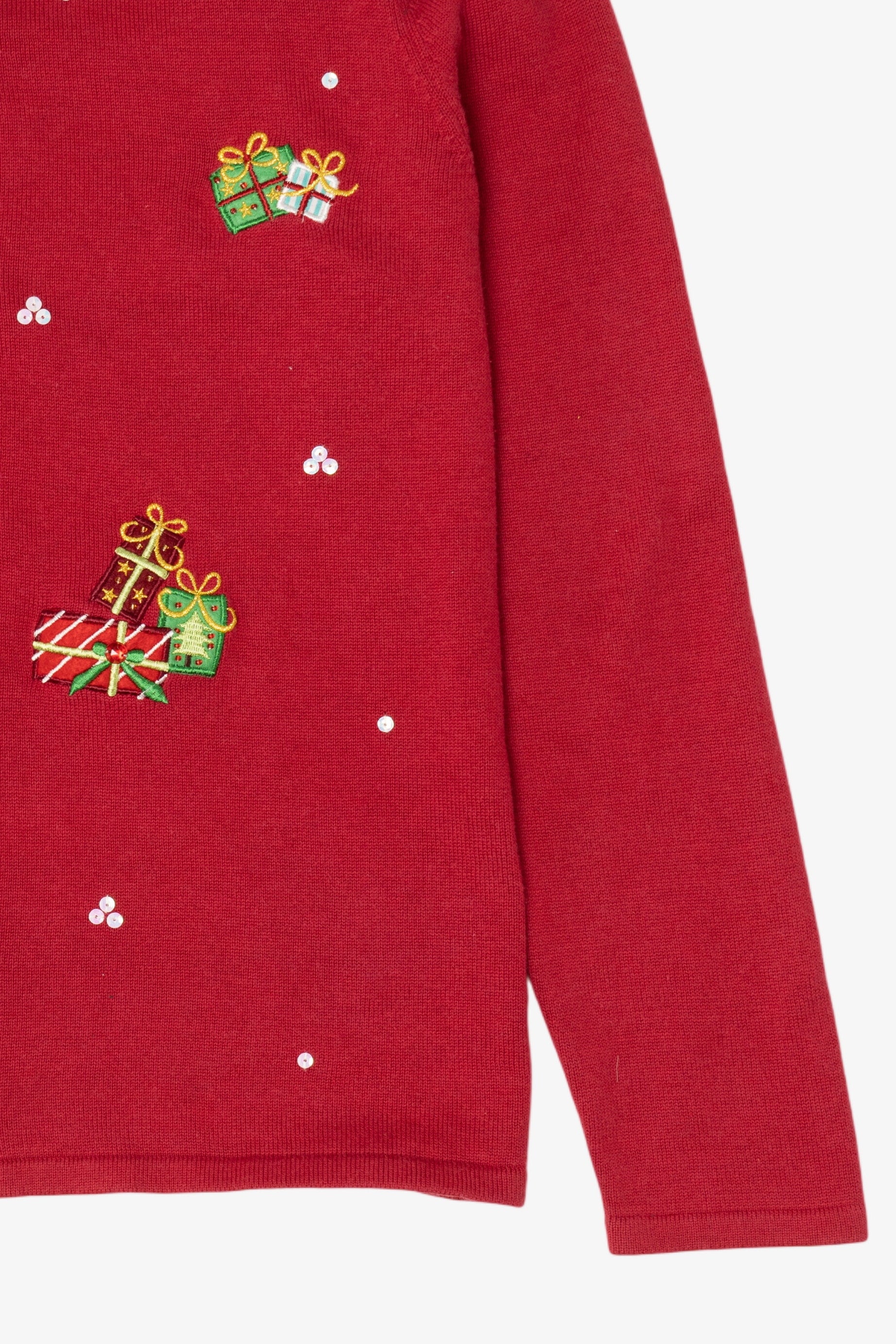 Vintage Red Y2k Lightweight Presents Ugly Christmas Cardigan (2000s)