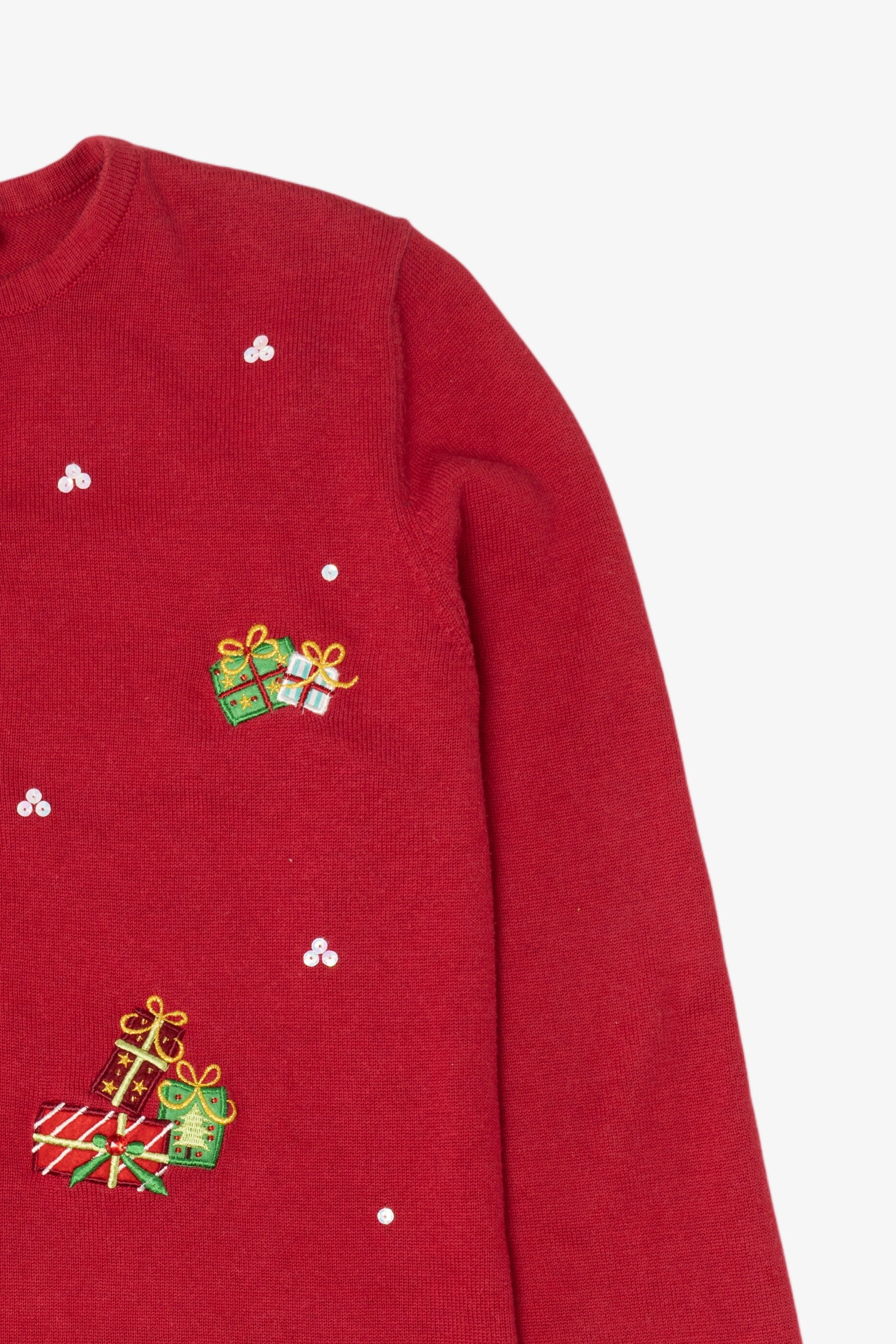 Vintage Red Y2k Lightweight Presents Ugly Christmas Cardigan (2000s)