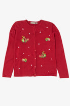 Vintage Red Y2k Lightweight Presents Ugly Christmas Cardigan (2000s)