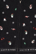 Vintage Black I"ce Skating Winter Snowmen" Ugly Christmas Cardigan