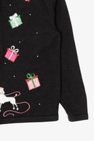 Vintage Black Fashion And Presents Ugly Christmas Cardigan (2000s)