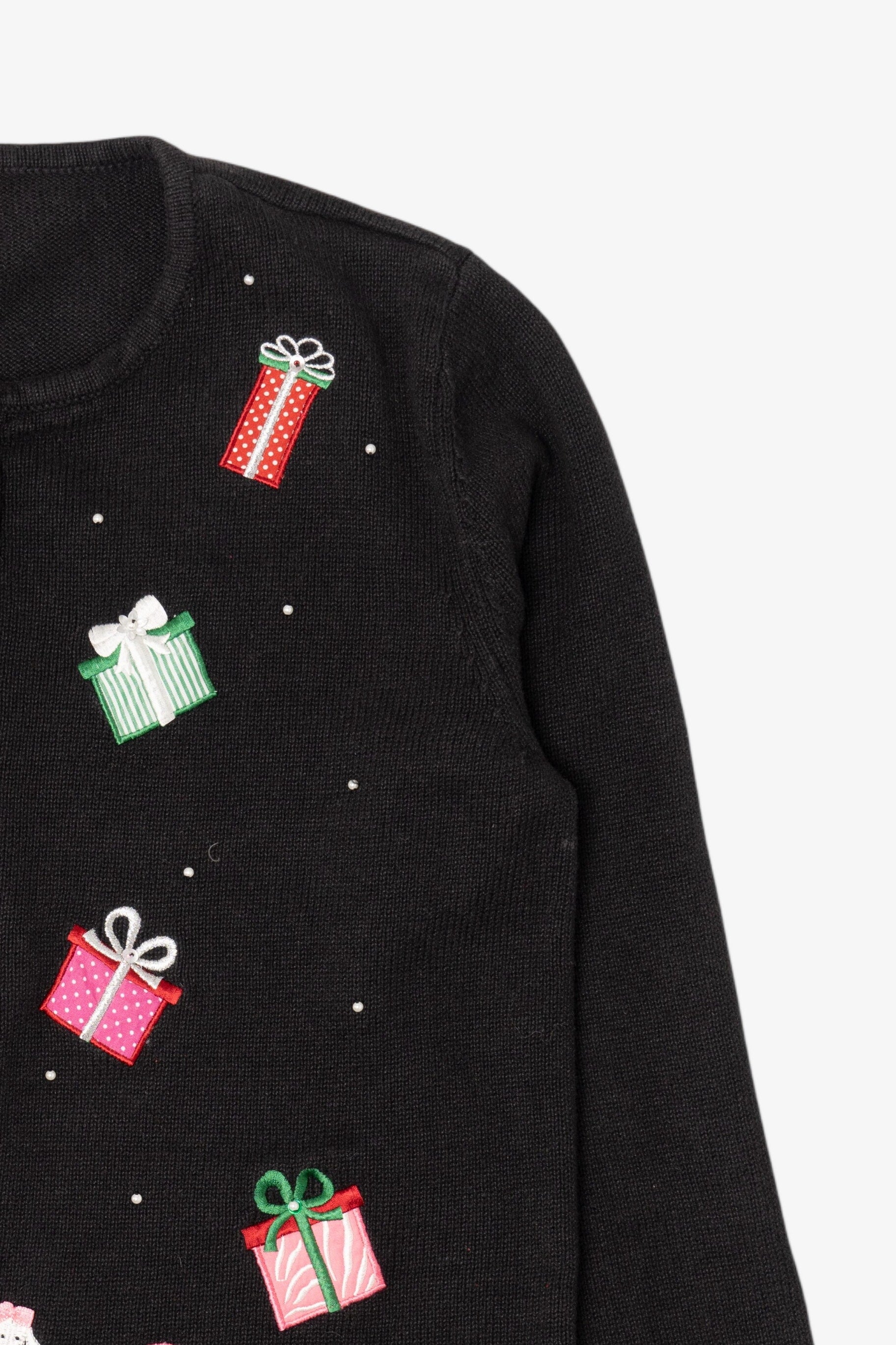 Vintage Black Fashion And Presents Ugly Christmas Cardigan (2000s)