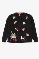 Vintage Black Fashion And Presents Ugly Christmas Cardigan (2000s)