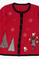 Vintage Red Fashion And Snowflakes Ugly Christmas Cardigan (2000s)