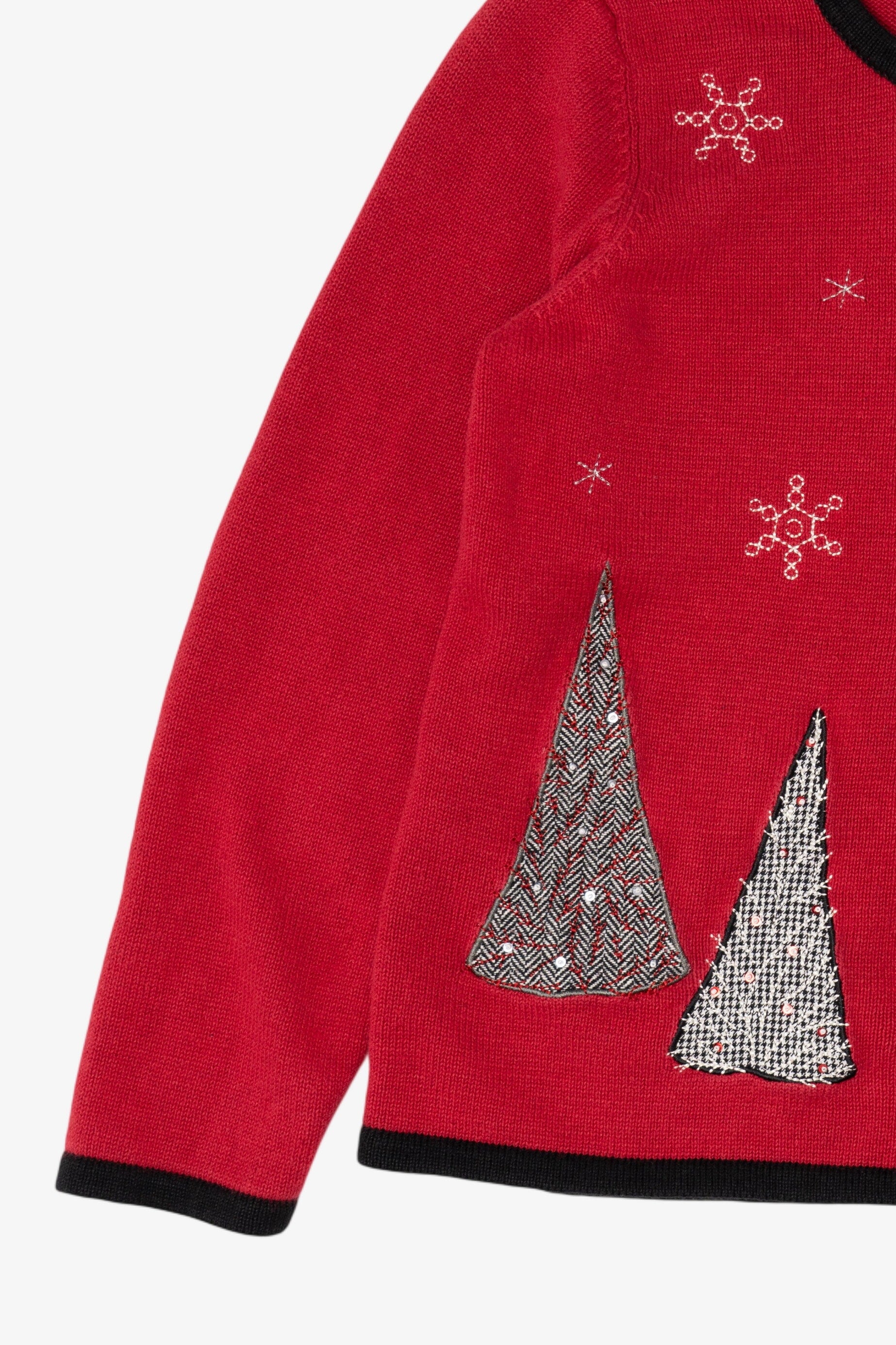 Vintage Red Fashion And Snowflakes Ugly Christmas Cardigan (2000s)